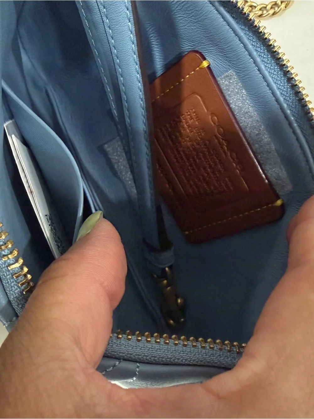 Coach Quilted Mini Chain Shoulder Bag in Dusty Blue